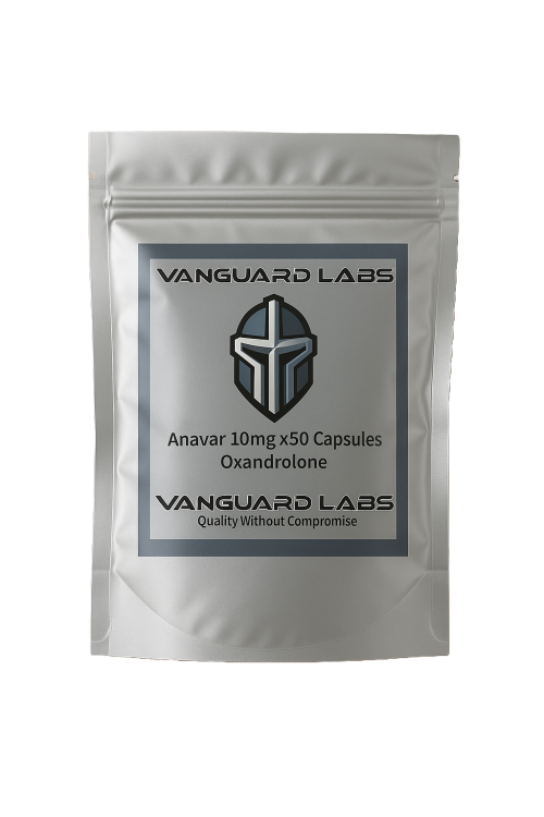 Compact foil packet of Vanguard Labs Anavar capsules, designed for safe storage and protection from moisture.