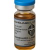 Clear glass vial containing injectable Tren Acetate 100mg solution with sealed cap and label.