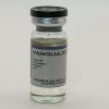 Clear glass vial containing injectable Test Iso 100mg solution with sealed cap and label
