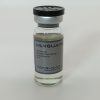 Clear glass vial containing injectable Test Trinity 300mg solution with sealed cap and label.